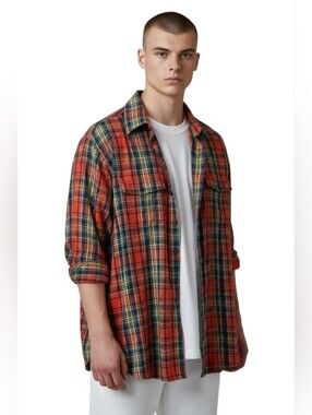 100% Heavy Weight Cotton G.H. Bass & Co Plaid Button-Up Shirt SZ L